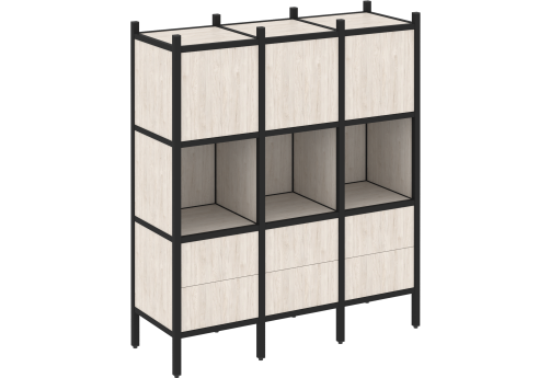 Стеллаж прямой вариант 8 Европа, цвет денвер светлый + черный