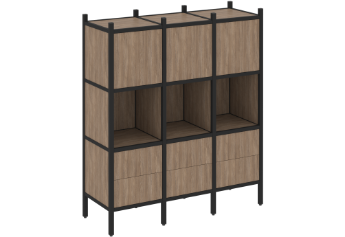 Стеллаж прямой вариант 8 Европа, цвет дуб аризона + черный