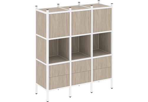 Стеллаж прямой вариант 8 Европа, цвет дуб аттик + белый