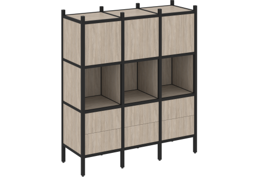 Стеллаж прямой вариант 8 Европа, цвет дуб аттик + черный