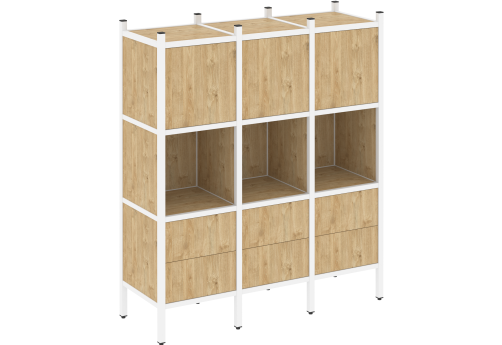 Стеллаж прямой вариант 8 Европа, цвет тиквуд светлый + белый