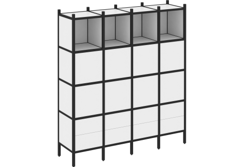 Стеллаж прямой вариант 9 Европа, цвет белый бриллиант + черный