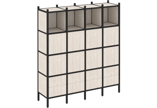 Стеллаж прямой вариант 9 Европа, цвет денвер светлый + черный