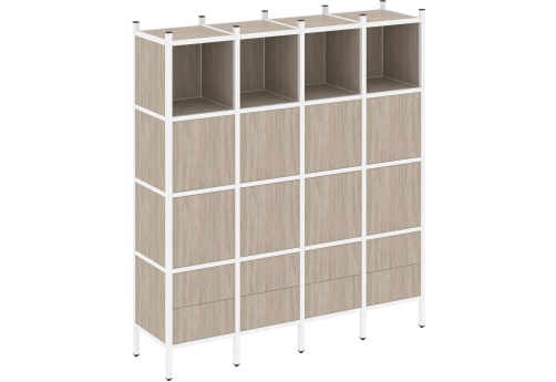 Стеллаж прямой вариант 9 Европа, цвет дуб аттик + белый