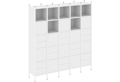Стеллаж прямой вариант 10 Европа, цвет белый бриллиант + белый