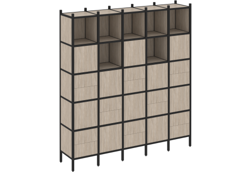 Стеллаж прямой вариант 10 Европа, цвет дуб аттик + черный