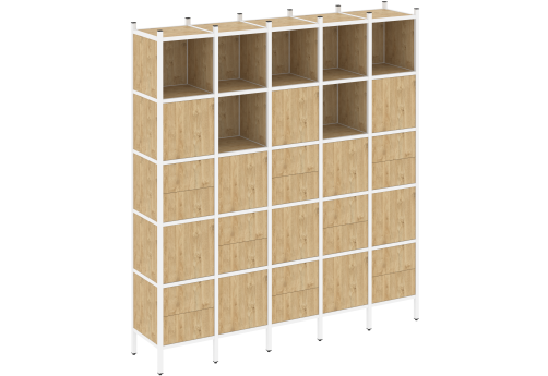 Стеллаж прямой вариант 10 Европа, цвет тиквуд светлый + белый