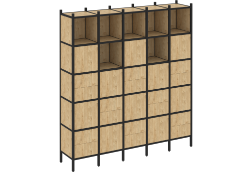 Стеллаж прямой вариант 10 Европа, цвет тиквуд светлый + черный