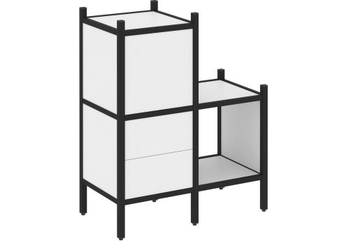 Стеллаж прямой вариант 11 Европа, цвет белый бриллиант + черный