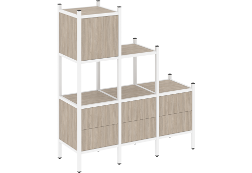 Стеллаж прямой вариант 12 Европа, цвет дуб аттик + белый
