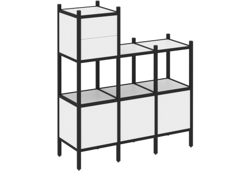 Стеллаж прямой вариант 13 Европа, цвет белый бриллиант + черный