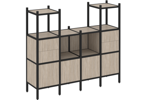 Стеллаж прямой вариант 14 Европа, цвет дуб аттик + черный