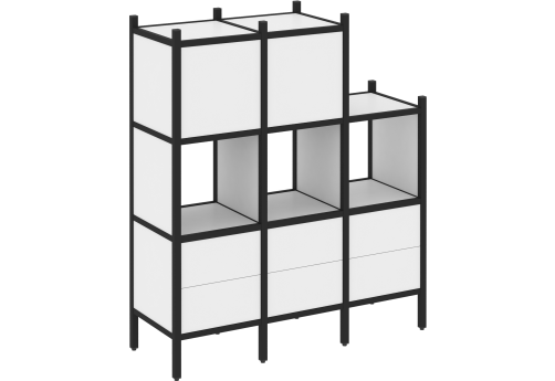Стеллаж прямой вариант 15 Европа, цвет белый бриллиант + черный