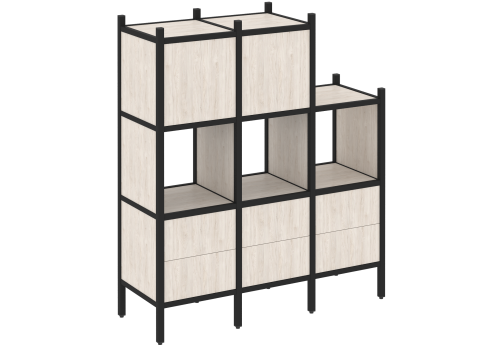 Стеллаж прямой вариант 15 Европа, цвет денвер светлый + черный