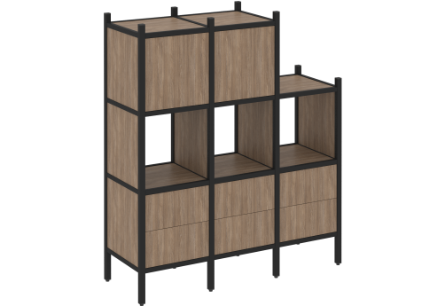 Стеллаж прямой вариант 15 Европа, цвет дуб аризона + черный