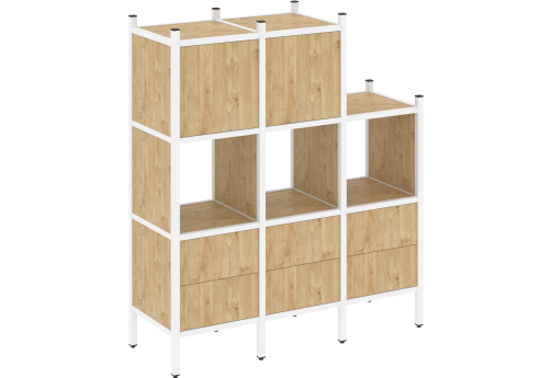 Стеллаж прямой вариант 15 Европа, цвет тиквуд светлый + белый