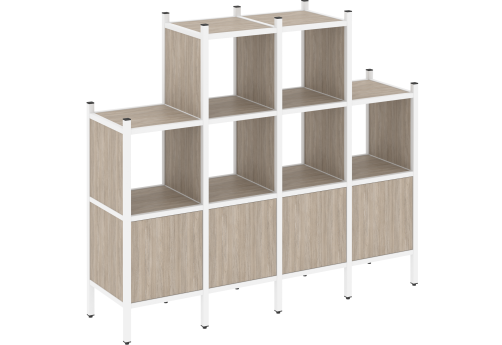 Стеллаж прямой вариант 16 Европа, цвет дуб аттик + белый