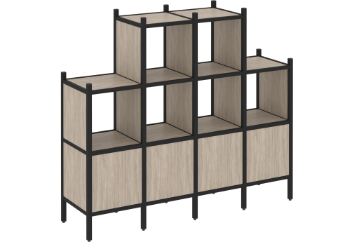 Стеллаж прямой вариант 16 Европа, цвет дуб аттик + черный