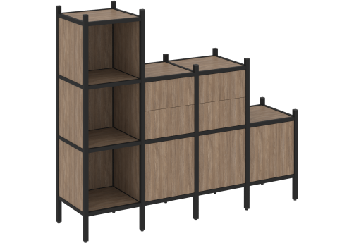 Стеллаж прямой вариант 17 Европа, цвет дуб аризона + черный