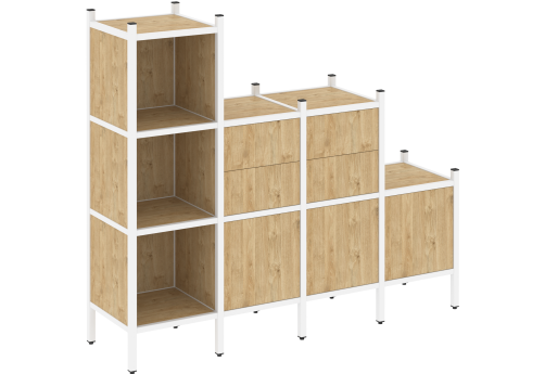 Стеллаж прямой вариант 17 Европа, цвет тиквуд светлый + белый