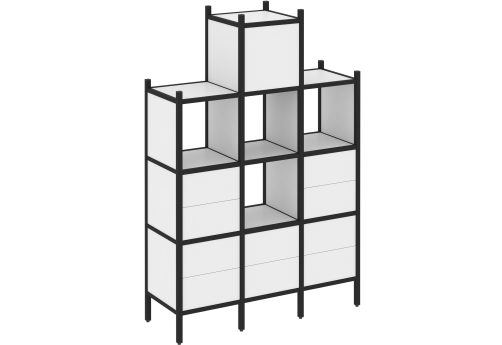 Стеллаж прямой вариант 18 Европа, цвет белый бриллиант + черный