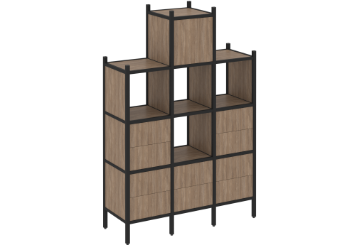 Стеллаж прямой вариант 18 Европа, цвет дуб аризона + черный