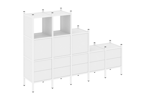Стеллаж прямой вариант 19 Европа, цвет белый бриллиант + белый