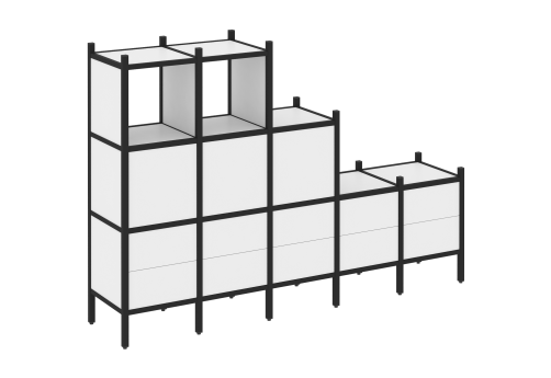 Стеллаж прямой вариант 19 Европа, цвет белый бриллиант + черный