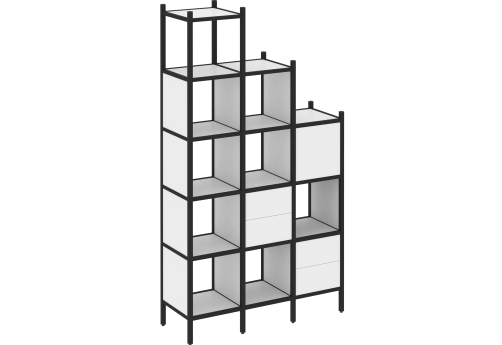 Стеллаж прямой вариант 21 Европа, цвет белый бриллиант + черный