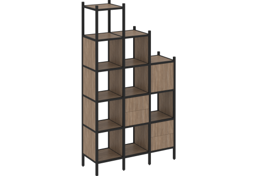 Стеллаж прямой вариант 21 Европа, цвет дуб аризона + черный