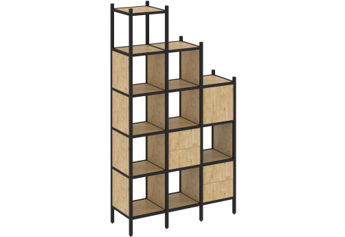 Стеллаж прямой вариант 21 Европа, цвет тиквуд светлый + черный