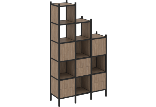 Стеллаж прямой вариант 22 Европа, цвет дуб аризона + черный