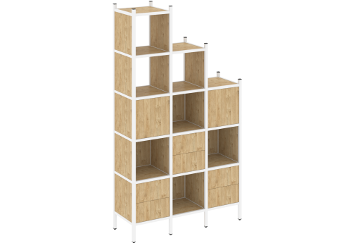 Стеллаж прямой вариант 22 Европа, цвет тиквуд светлый + белый