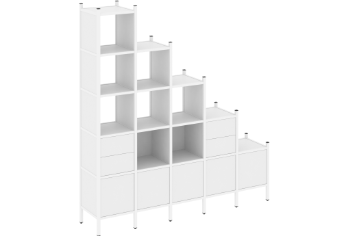 Стеллаж прямой вариант 23 Европа, цвет белый бриллиант + белый