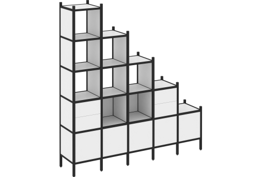 Стеллаж прямой вариант 23 Европа, цвет белый бриллиант + черный