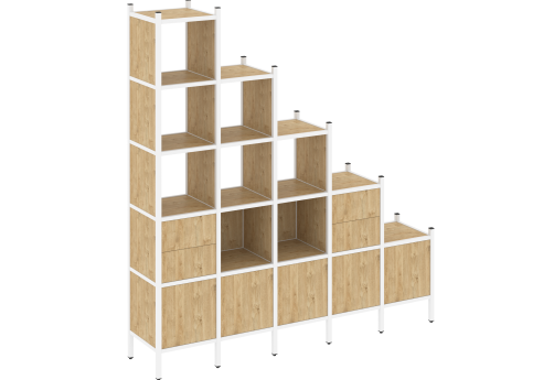 Стеллаж прямой вариант 23 Европа, цвет тиквуд светлый + белый