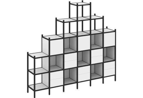 Стеллаж прямой вариант 24 Европа, цвет белый бриллиант + черный