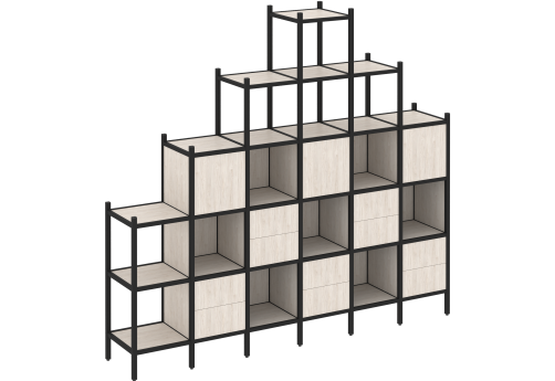 Стеллаж прямой вариант 24 Европа, цвет денвер светлый + черный