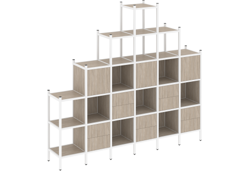 Стеллаж прямой вариант 24 Европа, цвет дуб аттик + белый