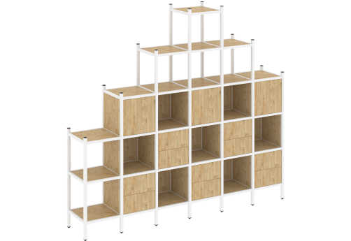 Стеллаж прямой вариант 24 Европа, цвет тиквуд светлый + белый