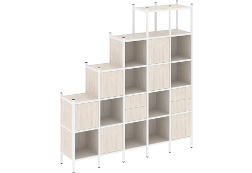 Стеллаж прямой вариант 25 Европа, цвет денвер светлый + белый