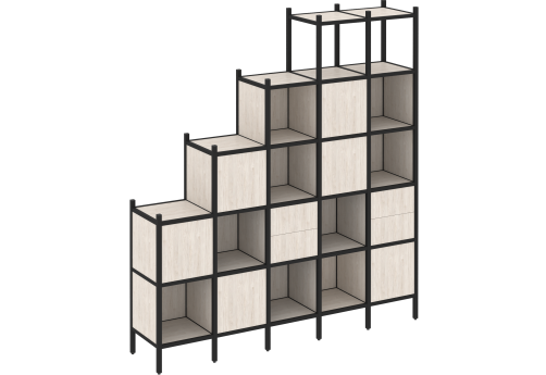 Стеллаж прямой вариант 25 Европа, цвет денвер светлый + черный