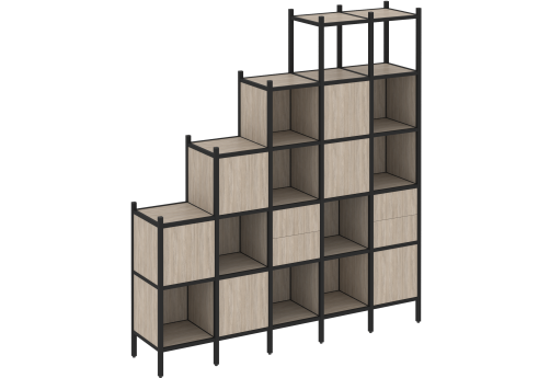 Стеллаж прямой вариант 25 Европа, цвет дуб аттик + черный