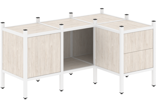 Стеллаж угловой внутренний вариант 26 Европа, цвет денвер светлый + белый