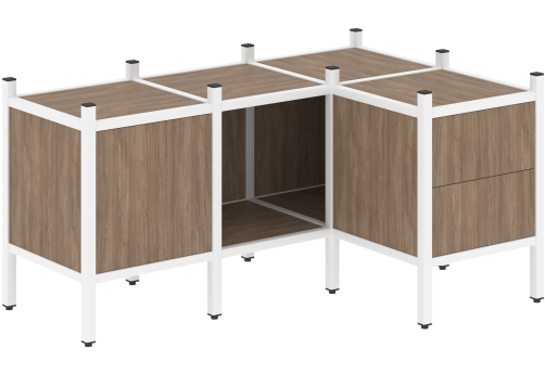 Стеллаж угловой внутренний вариант 26 Европа, цвет дуб аризона + белый