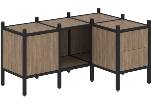 Стеллаж угловой внутренний вариант 26 Европа, цвет дуб аризона + черный