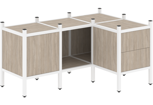 Стеллаж угловой внутренний вариант 26 Европа, цвет дуб аттик + белый