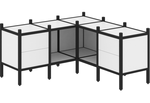 Стеллаж угловой внутренний вариант 27 Европа, цвет белый бриллиант + черный