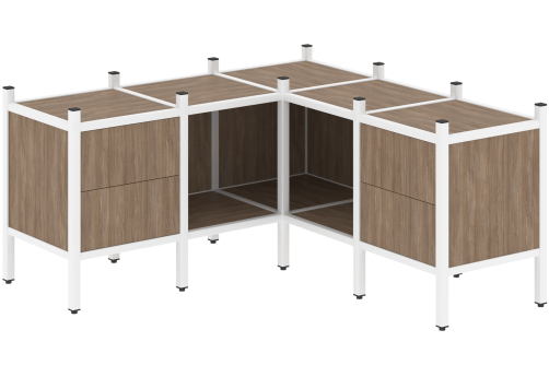 Стеллаж угловой внутренний вариант 27 Европа, цвет дуб аризона + белый