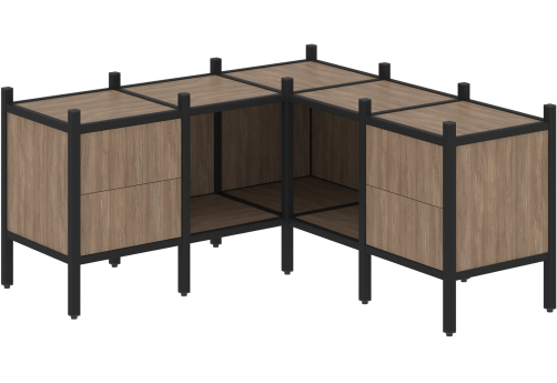 Стеллаж угловой внутренний вариант 27 Европа, цвет дуб аризона + черный